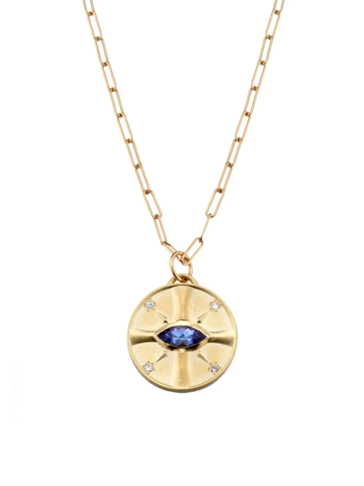 Elizabeth Moore Women's Eye Of The Sun 14k Yellow Gold, Tanzanite, & Diamond Pendant Necklace