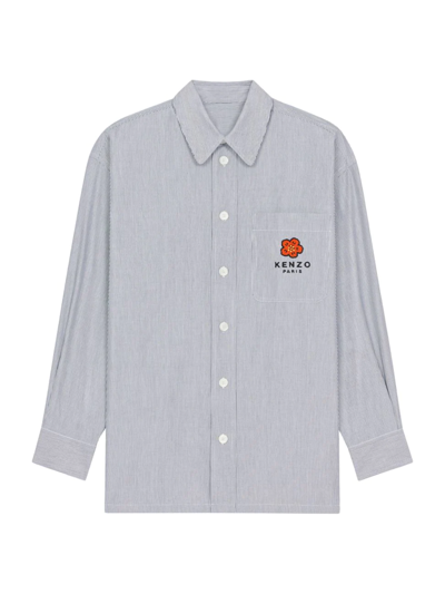 Kenzo Logo-embroidered Shirt In Midnight Blue