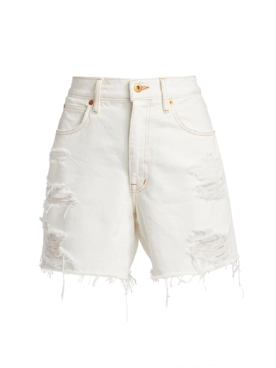 Slvrlake + Net Sustain Dakota Distressed Organic Denim Shorts In Ivory Destructed