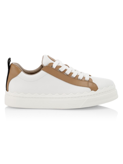 Chloé Lauren Trainers In White And Beige Leather