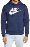 Nike Men's  Sportswear Club Fleece Graphic Pullover Hoodie In Midnight Navy/ White