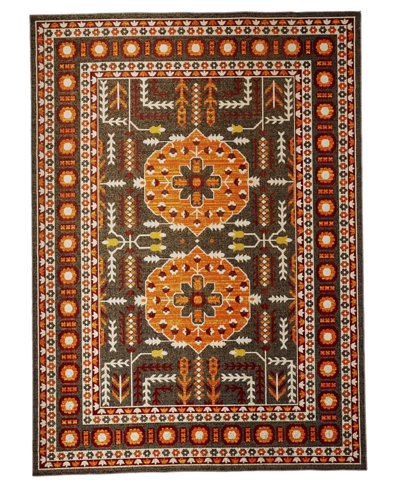 Simply Woven Foster R3754 5' X 8' Area Rug In Orange