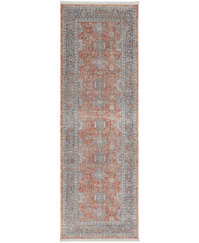 Simply Woven Monrose Mon3761 2'8" X 12' Runner Area Rug In Rust,blue