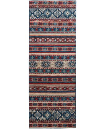 Simply Woven Walker Wal39at 2'10" X 7'10" Runner Area Rug In Blue,rust