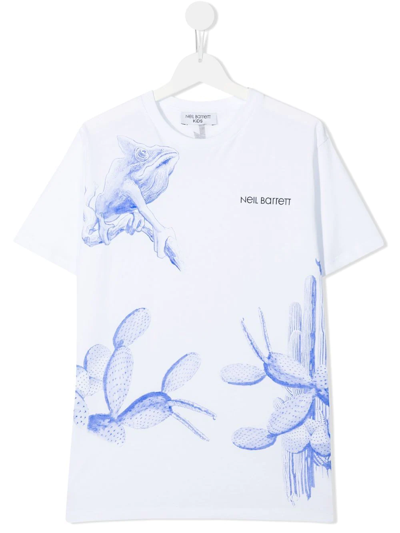 Neil Barrett Teen Wild Arid Cotton T-shirt In White