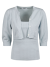 VIVETTA RIBBED DOUBLE-LAYERED CARDIGAN