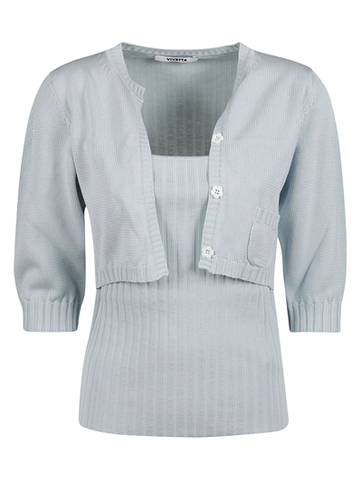 Vivetta Ribbed Double-layered Cardigan In 6374