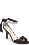 Nina 'vinnie' Crystal Embellished Ankle Strap Sandal In Black