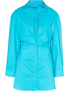 Jacquemus Baunhilha Layered Cutout Cotton-poplin Shirt Dress In Blue