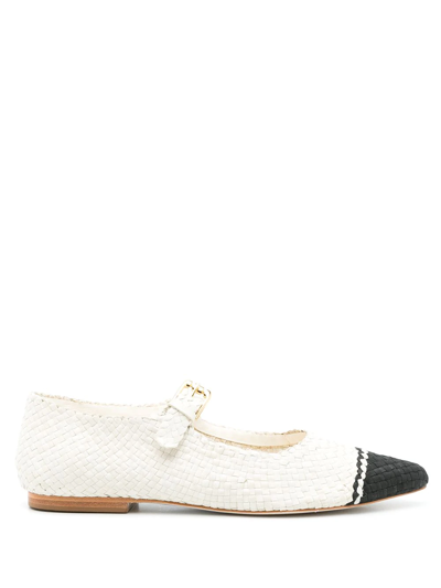 Sarah Chofakian Elizabeth Colour-block Ballerina Shoes In White