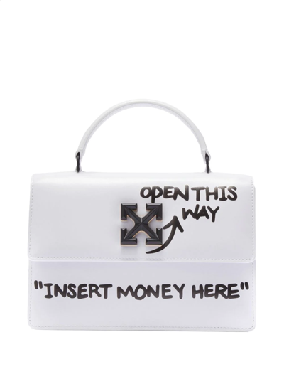 Off-white Jitney 1.4 Leather Top Handle Bag In White