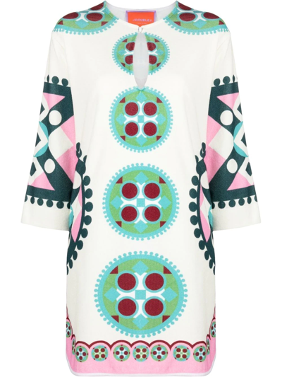 La Doublej Geometric-print Cotton-blend Terry Mini Dress