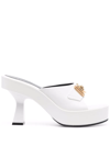 Versace 100 Medusa Platform Mules In Calf Leather In White