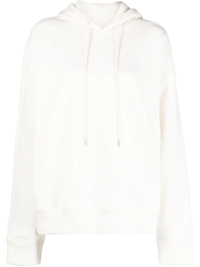 Jil Sander Embroidered-logo Drawstring Hoodie In White