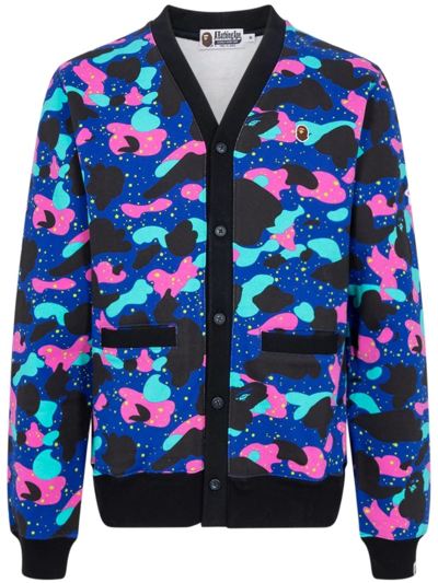 A Bathing Ape Camouflage-print Cardigan In Purple