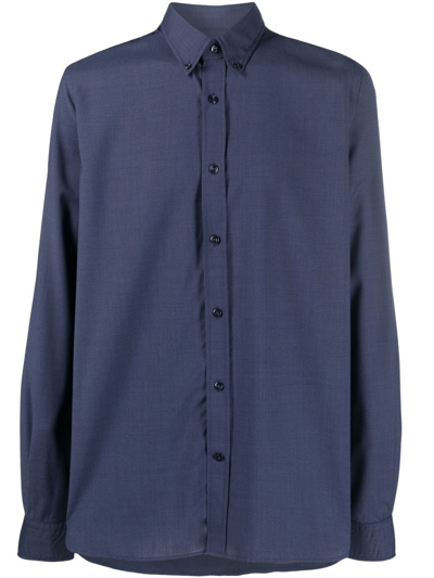 Woolrich Long-sleeve Wool Shirt In Blue