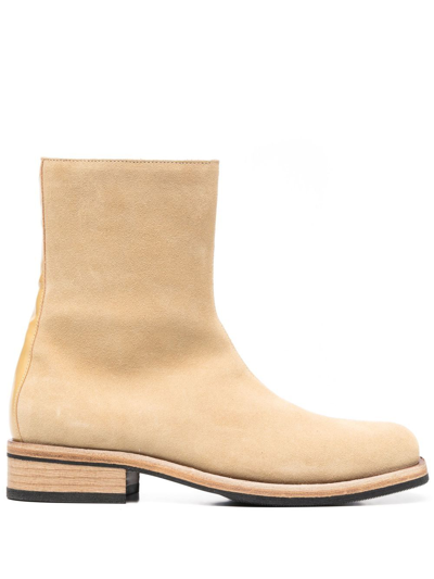 Our Legacy Neutral Camion Suede Ankle Boots In Brown