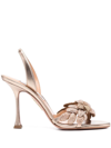 Aquazzura Galactic Flower 95 Crystal-embellished Leather Heeled Sandals In Neutrals