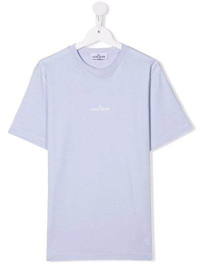 Stone Island Junior Teen Logo-print Cotton T-shirt In Purple