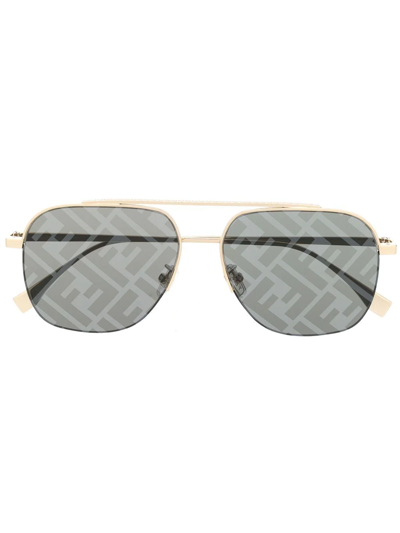 Fendi Travel Ff-lenses Pilot-frame Sunglasses In Gold