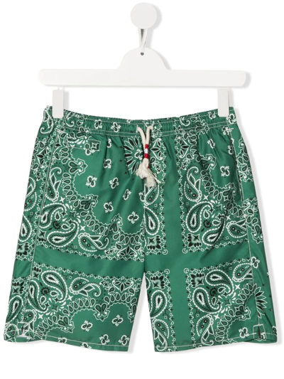 Mc2 Saint Barth Kids' Bandana Print Swim Shirts In Green