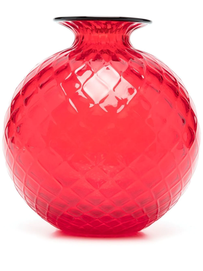 Venini Monofiore Glass Vase In Red