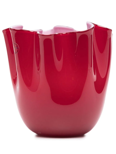 Venini Draped Ceramic Vase In Red