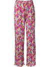 Msgm Womans Multicolor Floral Pleated Pants In Pink