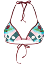 La Doublej Graphic-print Halterneck Bikini Top In Ruote_placee