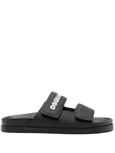 Dsquared2 Logo Touch-strap Slides In Black