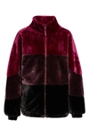Ugg Elaina Colorblock Faux Fur Coat In Wild Violet Multi