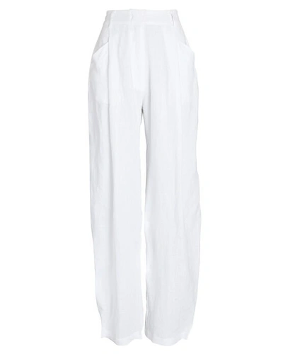 Aexae Linen High-rise Straight-leg Pants In White