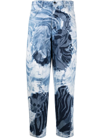 Alberta Ferretti Graphic Print Tapered Jeans In Blau