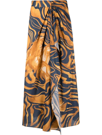 Alberta Ferretti Graphic Print Pleated Skirt In Gelb