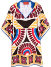 LA DOUBLEJ TERRY ABSTRACT-PRINT PONCHO