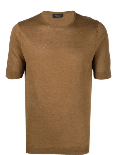 Dell'oglio Short-sleeve Linen T-shirt In Braun