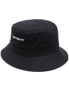 Carhartt Logo-embroidered Cotton Bucket Hat In Black / White