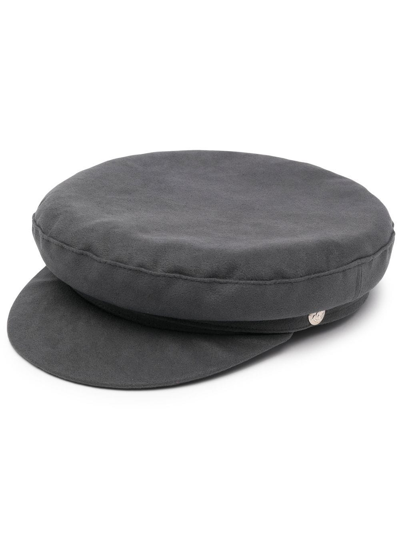 Manokhi Velvet Baker Boy Cap In Grau