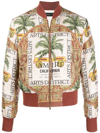 Amiri Rum Label Silk Twill Bomber Jacket In Nude