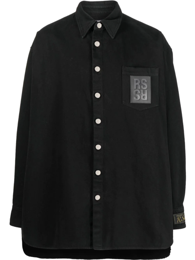 Raf Simons Logo-patch Long-sleeve Shirt In Black