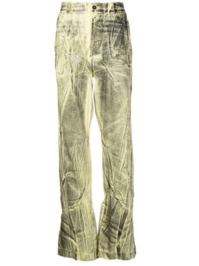 Kusikohc Printed Wide-leg Trousers In Gold