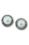 Samuel B. Sterling Silver 10-11mm White Pearl Stud Earrings In White