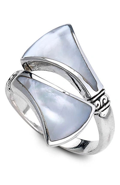 Samuel B. Silver Pearl Bypass Ring In White