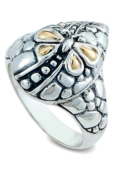 Samuel B. 18k Gold & Sterling Silver Butterfly Motif Ring In Silver And Gold