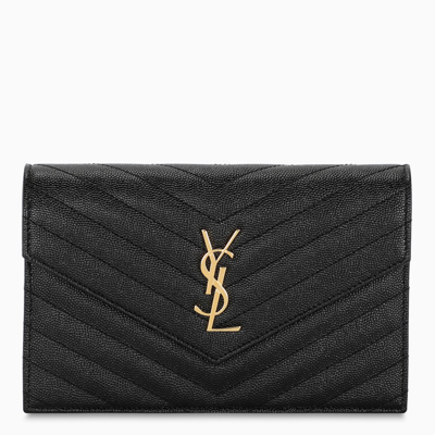 Saint Laurent Black/gold Envelope Chain Wallet