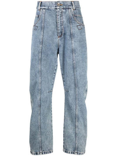 Opening Ceremony Seam-detailing Acid Wash Jeans In Blue