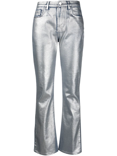 Alberta Ferretti Metallic Flared Jeans In Silber