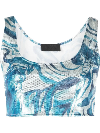 Alberta Ferretti Swirl Print Crop Top In Blau