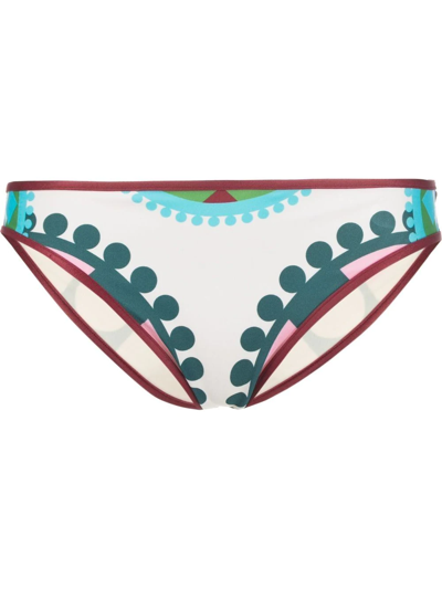 La Doublej Graphic-print Bikini Bottoms In Ruote Placée