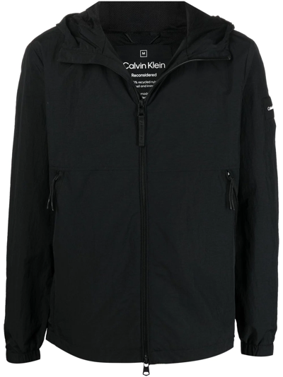 Calvin Klein Lightweight Hooded Zip-up Jacket In Schwarz